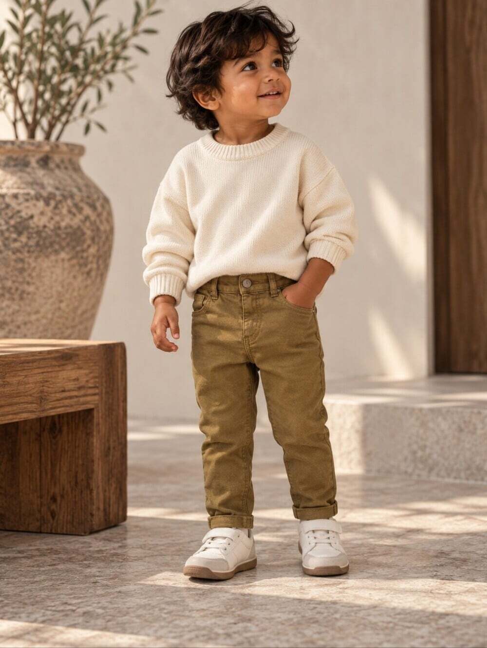 Zara Baby Boy 18-24M Mustard Skinny Jeans Pants Neutral Toddler 92cm